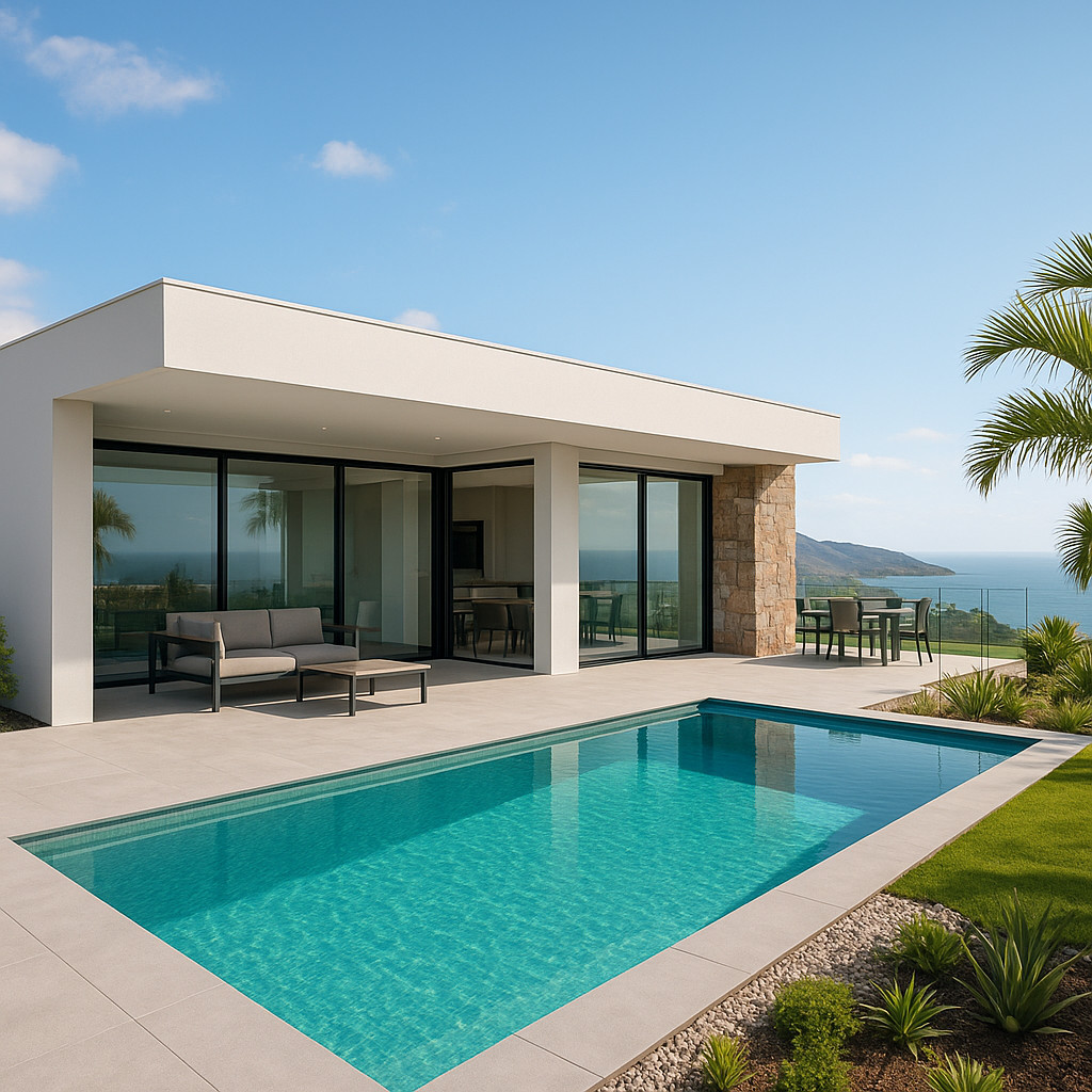 Modern residential villa property in Tenerife with ocean view